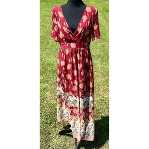 Madewell Dress Womens 6 Floral Maxi Short Sleeve Boho Surplice Summer‎ Flowing